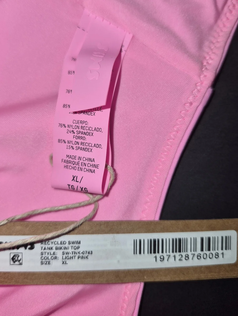 💕NWT SKIMS RARE Swim Tank Swimsuit Bikini Top Baby LIGHT PINK XL